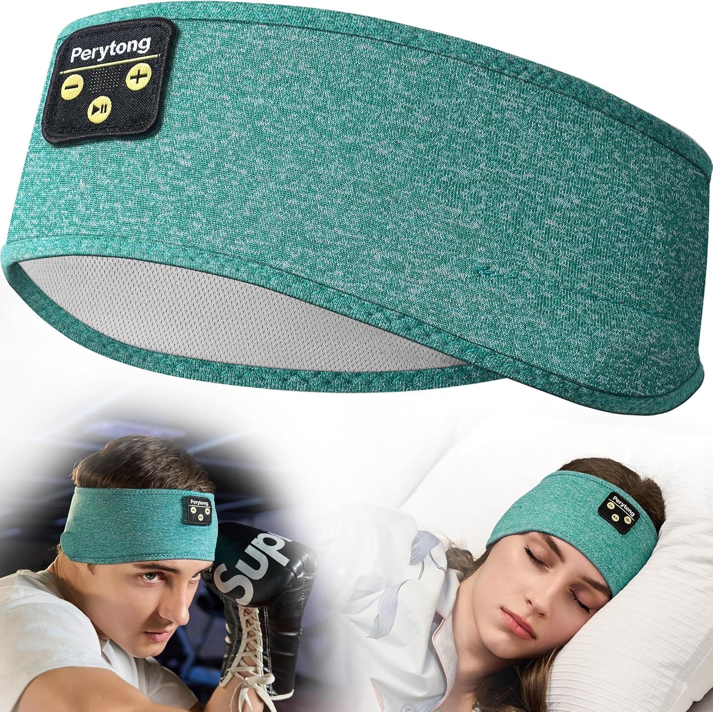 Wireless Sleep Headphones - Bluetooth Sports Headband with Ultra-Thin HD Stereo Speakers for Sleep, Workouts, Jogging, Yoga, Insomnia, Air Travel, and Meditation (Green)