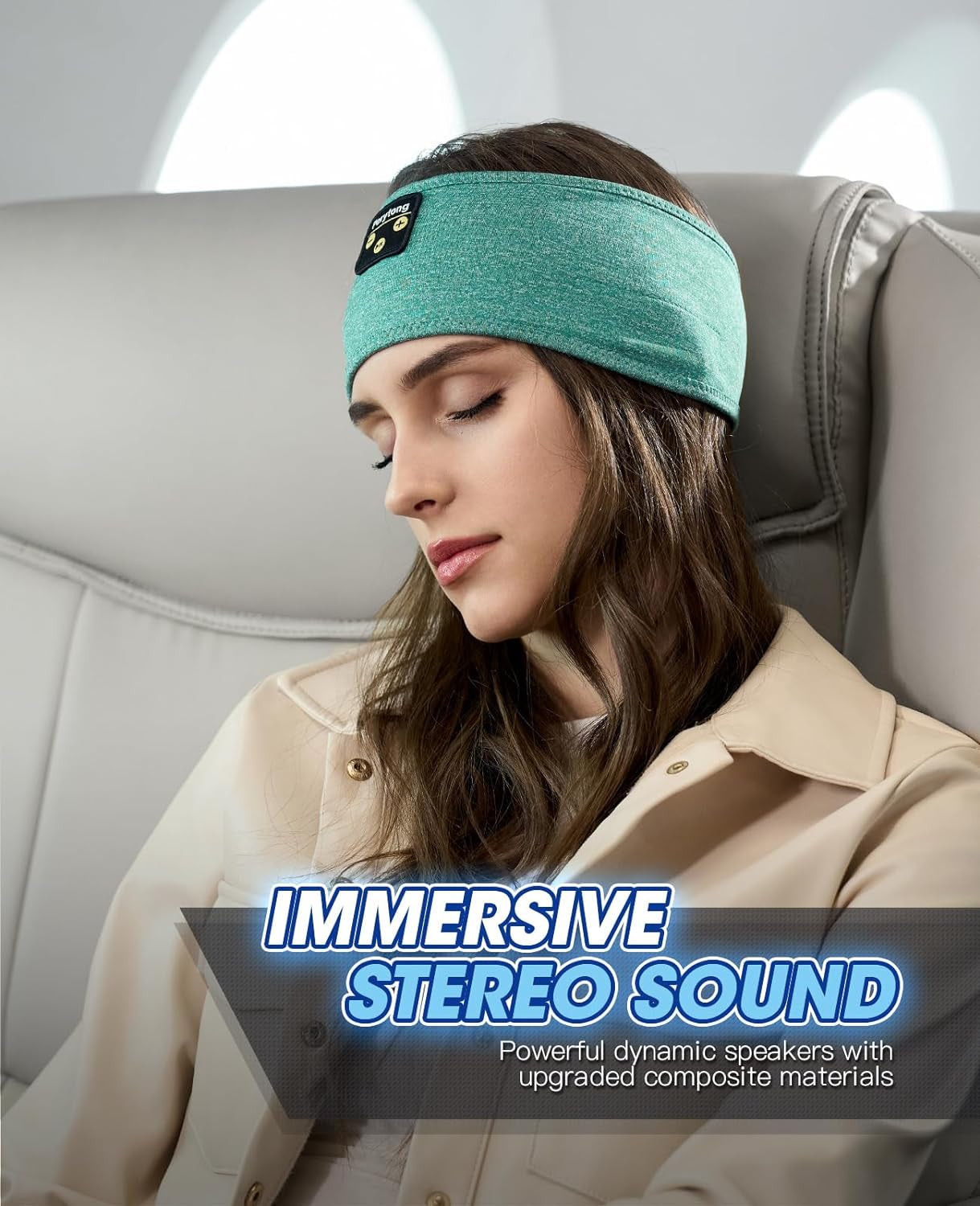Wireless Sleep Headphones - Bluetooth Sports Headband with Ultra-Thin HD Stereo Speakers for Sleep, Workouts, Jogging, Yoga, Insomnia, Air Travel, and Meditation (Green)