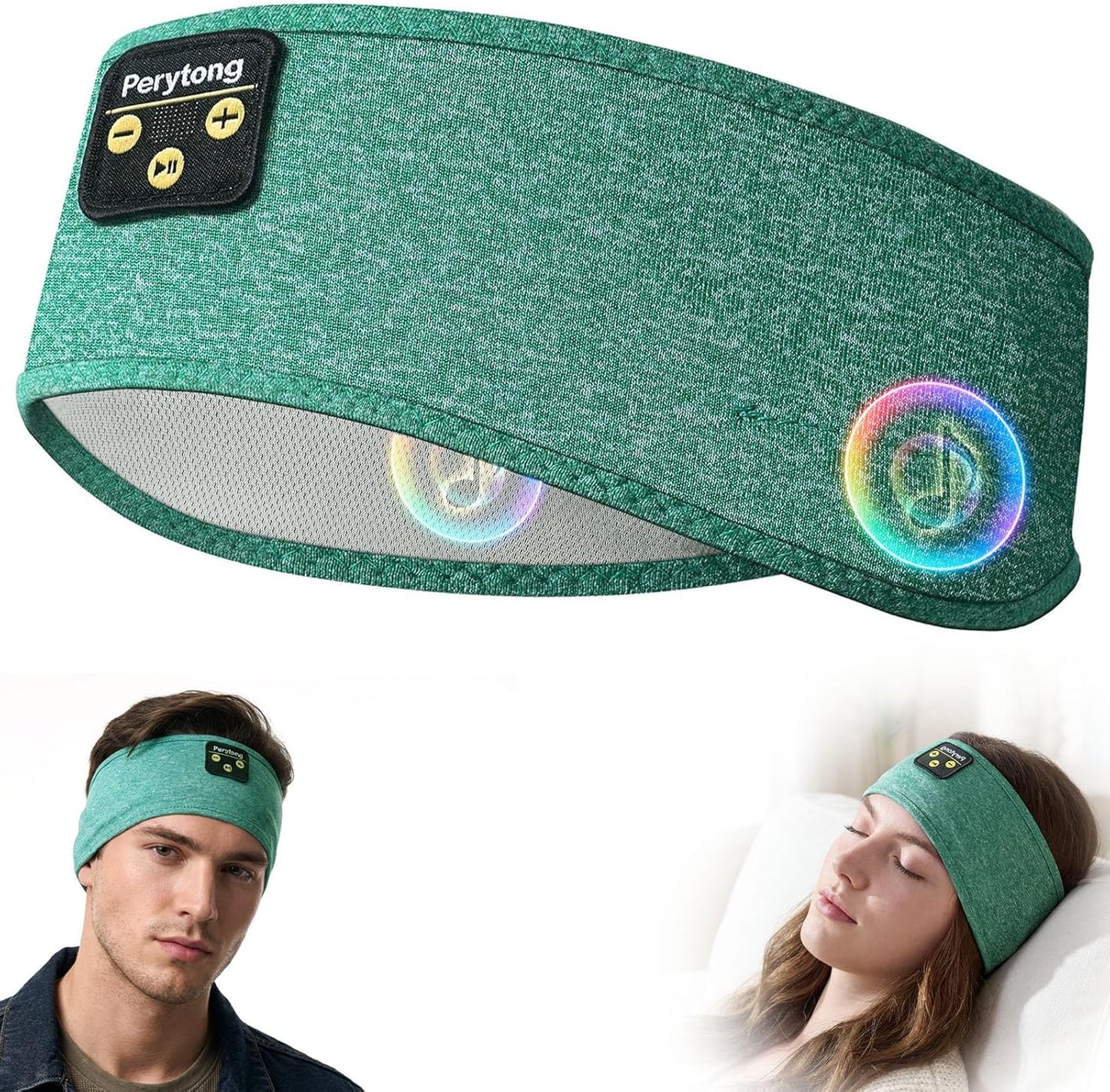 Wireless Sleep Headphones - Bluetooth Sports Headband with Ultra-Thin HD Stereo Speakers for Sleep, Workouts, Jogging, Yoga, Insomnia, Air Travel, and Meditation (Green)
