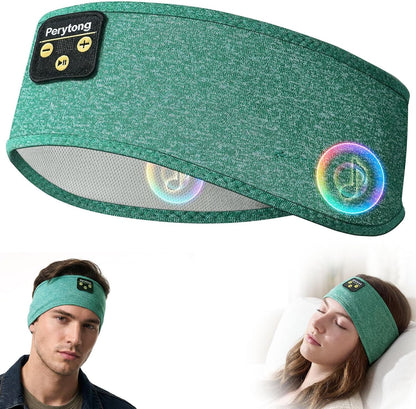 Wireless Sleep Headphones - Bluetooth Sports Headband with Ultra-Thin HD Stereo Speakers for Sleep, Workouts, Jogging, Yoga, Insomnia, Air Travel, and Meditation (Green)