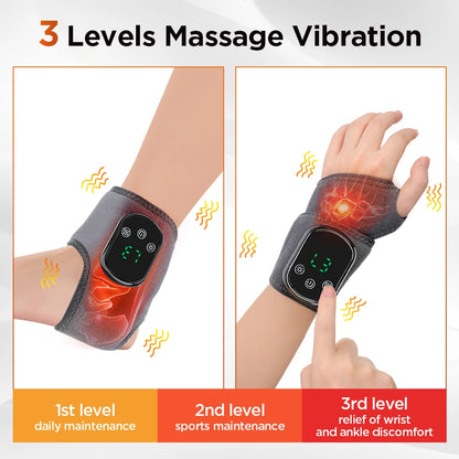 Cordless Heating Ankle Wrist Brace Vibration Massager Electric Hot Compress Massage Ankle Guard Wristband Hand Foot Protector