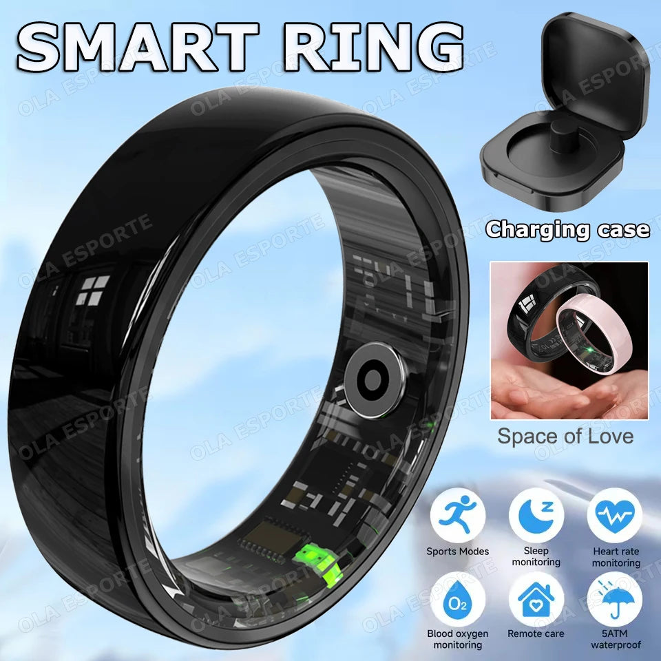 Ceramic Smart Ring with Charging Compartment Heart Rate Blood Oxygen Sleep Monitoring Couple Smart Ring Health Monitor Gift 2026