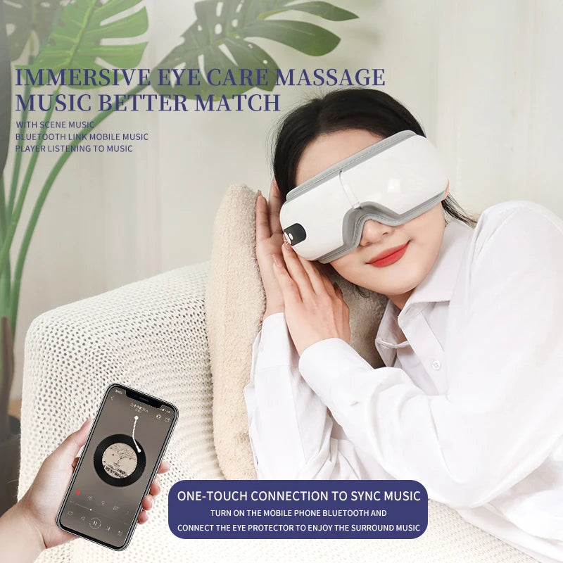 Eye Massager 3 Modes Smart Heating Vibration Massager with Bluetooth Music 180° Foldable for Eye Strain Relief