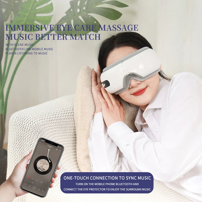 Eye Massager 3 Modes Smart Heating Vibration Massager with Bluetooth Music 180° Foldable for Eye Strain Relief