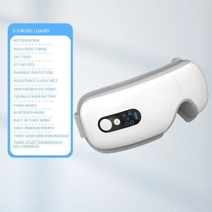 Eye Massager 3 Modes Smart Heating Vibration Massager with Bluetooth Music 180° Foldable for Eye Strain Relief
