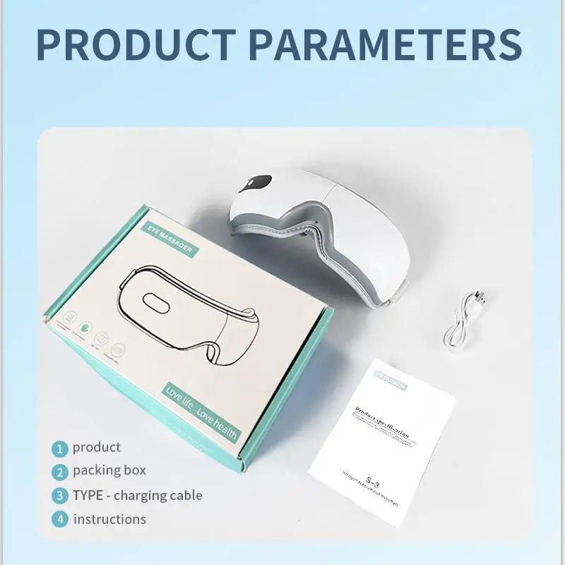 Eye Massager 3 Modes Smart Heating Vibration Massager with Bluetooth Music 180° Foldable for Eye Strain Relief