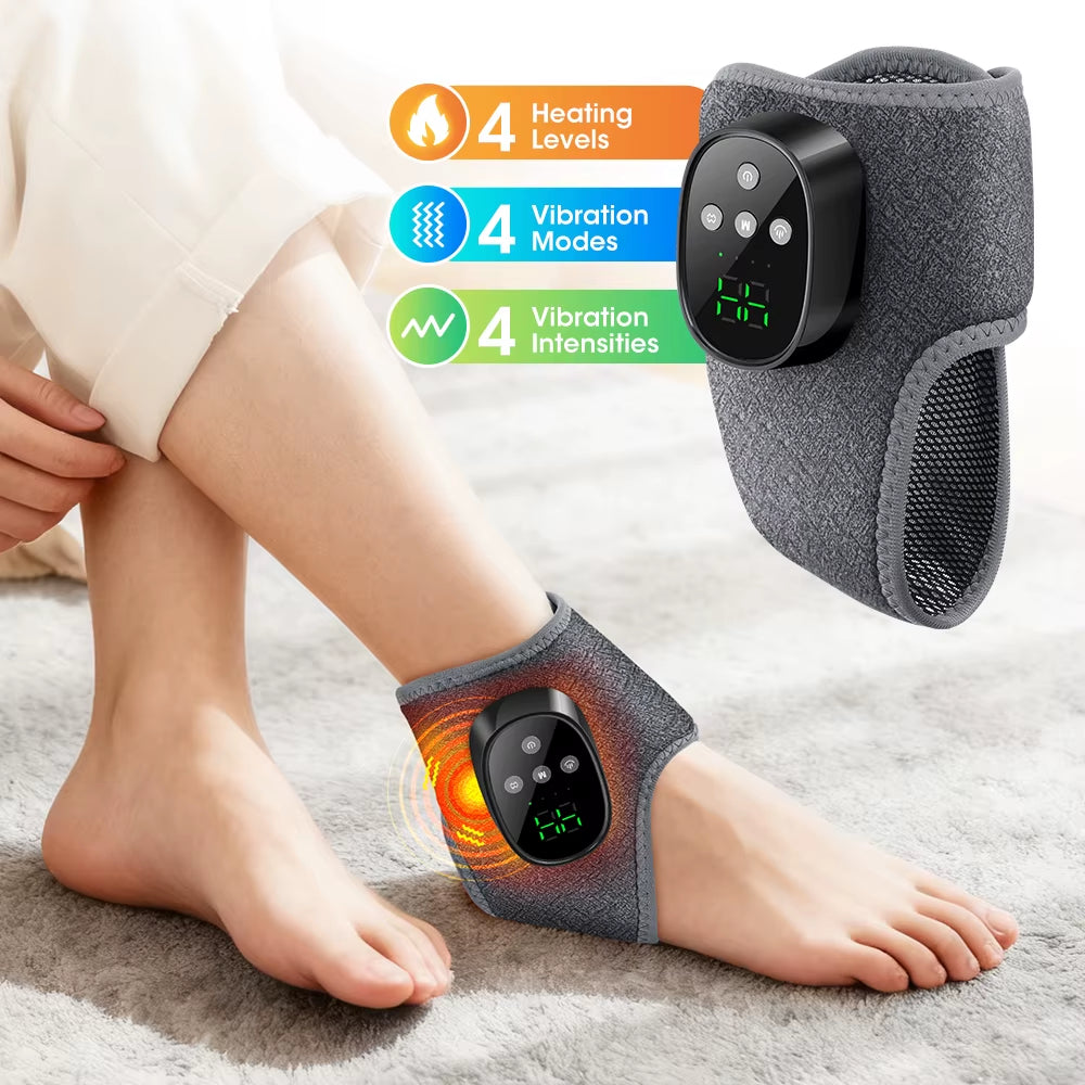 Cordless Heating Ankle Wrist Brace Vibration Massager Electric Hot Compress Massage Ankle Guard Wristband Hand Foot Protector
