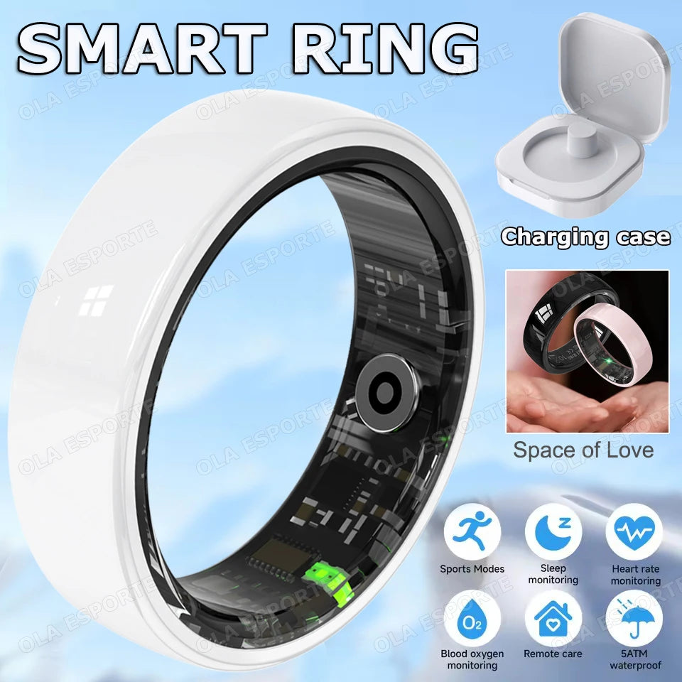 Ceramic Smart Ring with Charging Compartment Heart Rate Blood Oxygen Sleep Monitoring Couple Smart Ring Health Monitor Gift 2026