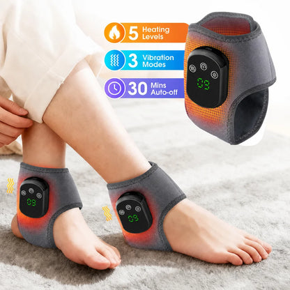 Cordless Heating Ankle Wrist Brace Vibration Massager Electric Hot Compress Massage Ankle Guard Wristband Hand Foot Protector